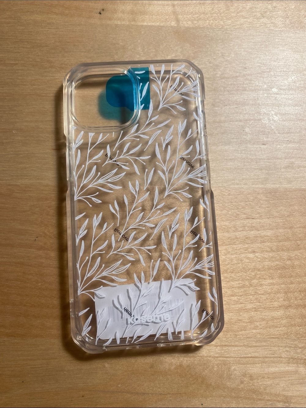 Clear Floral iPhone Case with Teal Camera Accent - Unbranded iPhone 15